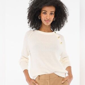 NWT - J.Crew Button raglan crewneck sweater Sz. Lg.